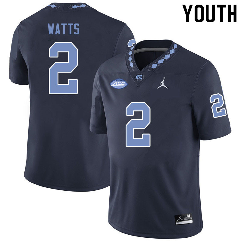 Jordan Brand Youth #2 Bryce Watts North Carolina Tar Heels College Football Jerseys Sale-Black